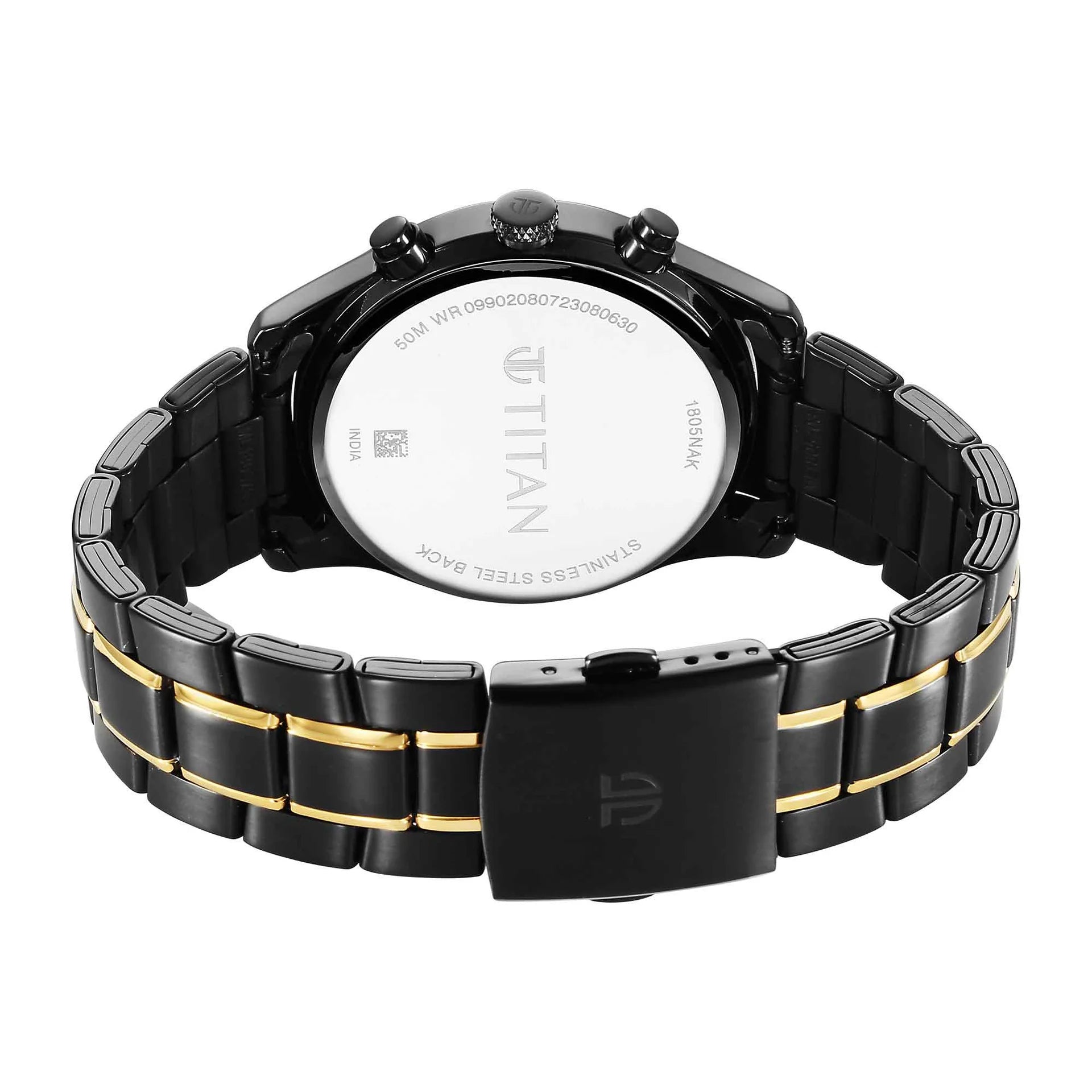 Titan Men's Watch Analog Black Dial With Black Stainless Steel Band, 1805KM06