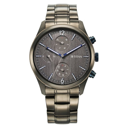 Titan, Men, Analog, Watch, Anthracite Dial, Stainless steel Strap, 1805KM07