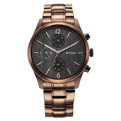 Titan Neo Splash Men's Multifunction Watch Analog Black Dial With Brown Stainless Steel Band, 1805KM08