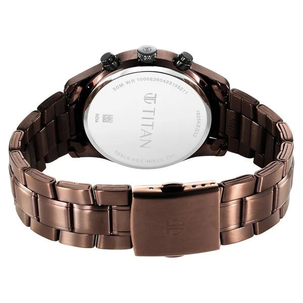Titan Classique Men's Watch Analog Black Arabic Dial with Black Stainless Steel Band, 1805KM09