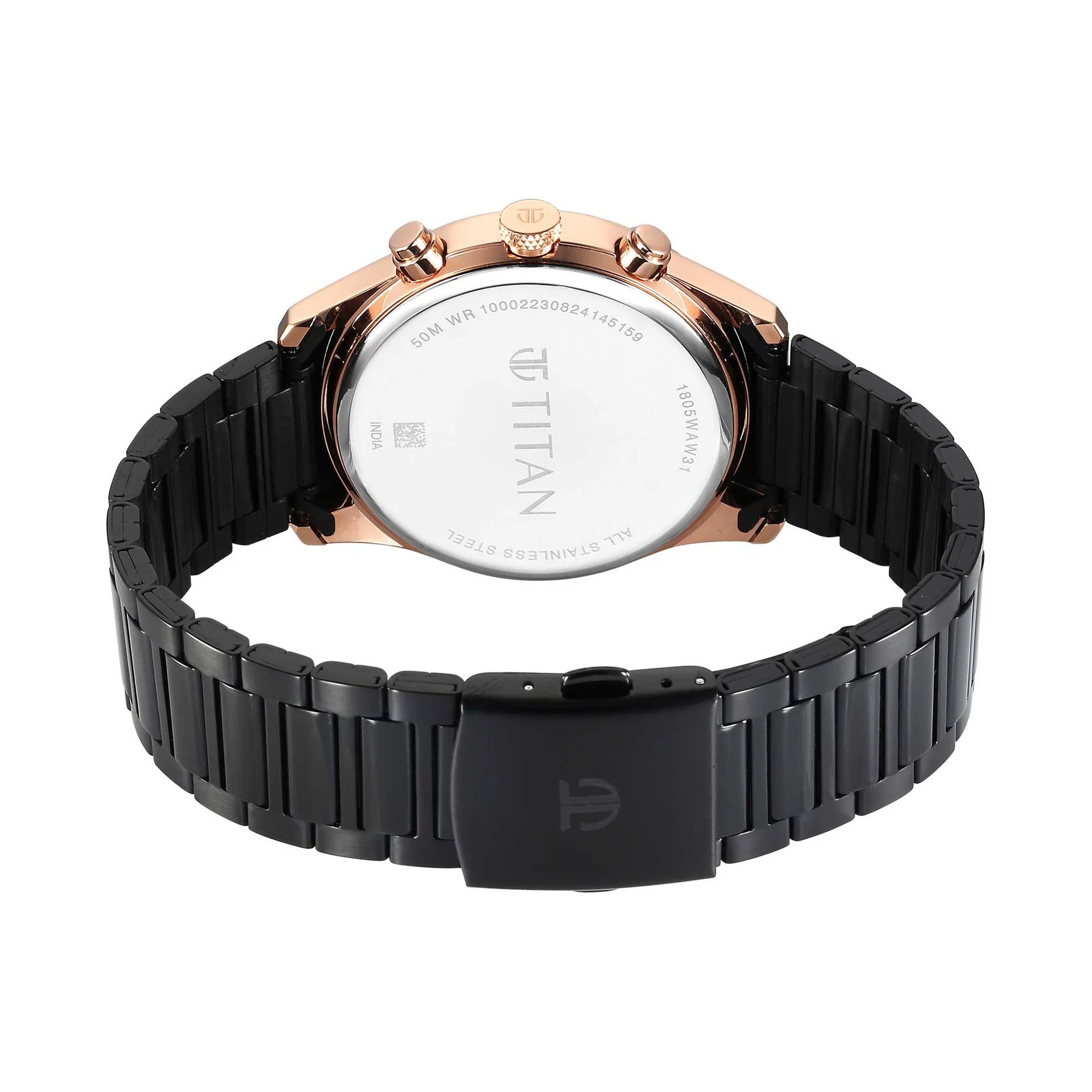 Titan Men's Watch Analog Black Dial with Black Stainless Steel Band, 1805KM12