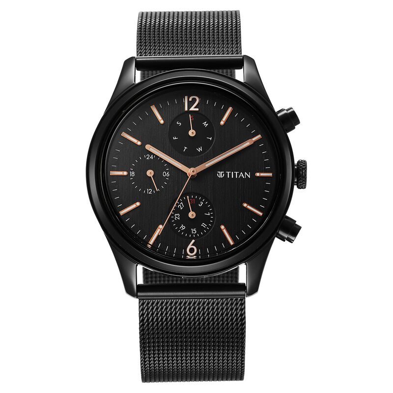 Titan Neo Men's Watch Analog Black Dial With Black Stainless Steel Band, 1805NM05