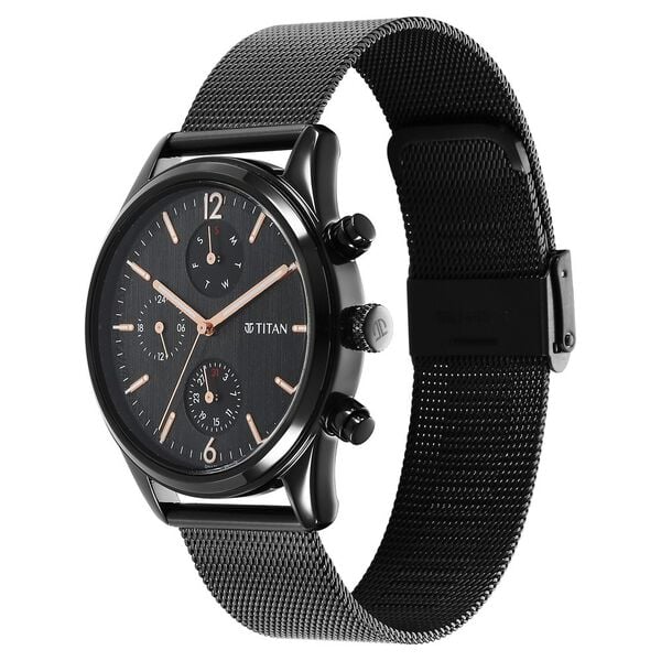 Titan Neo Men's Watch Analog Black Dial With Black Stainless Steel Band, 1805NM05