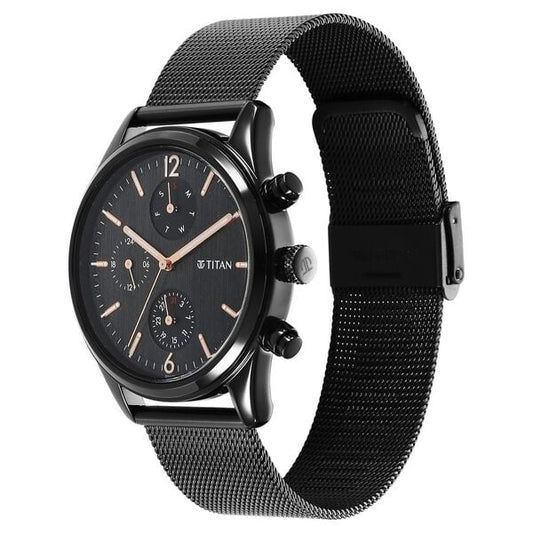 Titan, Men's, Analog Watch, Black Dial, with Stainless Steel Band, TI-1805NM05