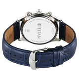 Titan, Men's, Analog Watch, Blue Dial, with Leather Band, TI-1805SL13