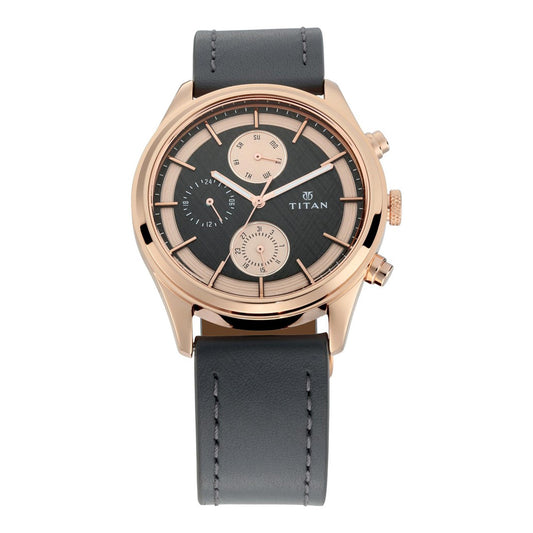 Titan, Men, Analog, Watch, Grey Dial, Leather Strap, 1805WL01