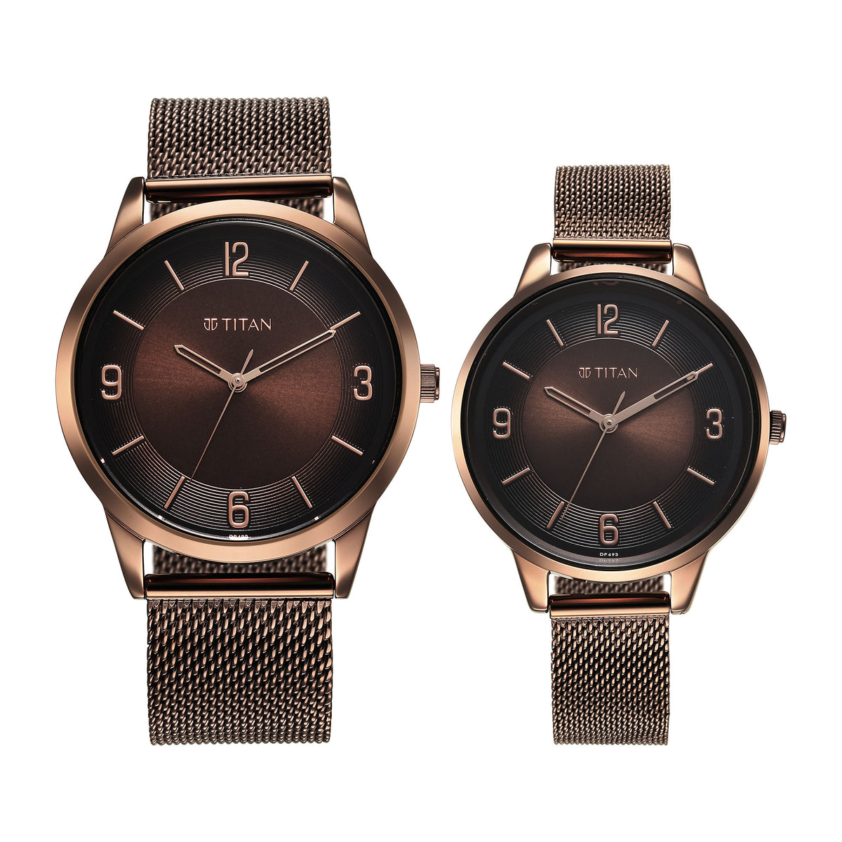 Titan Couple's Watch Analog Brown Dial With Brown Mesh Band, 1806QM01P
