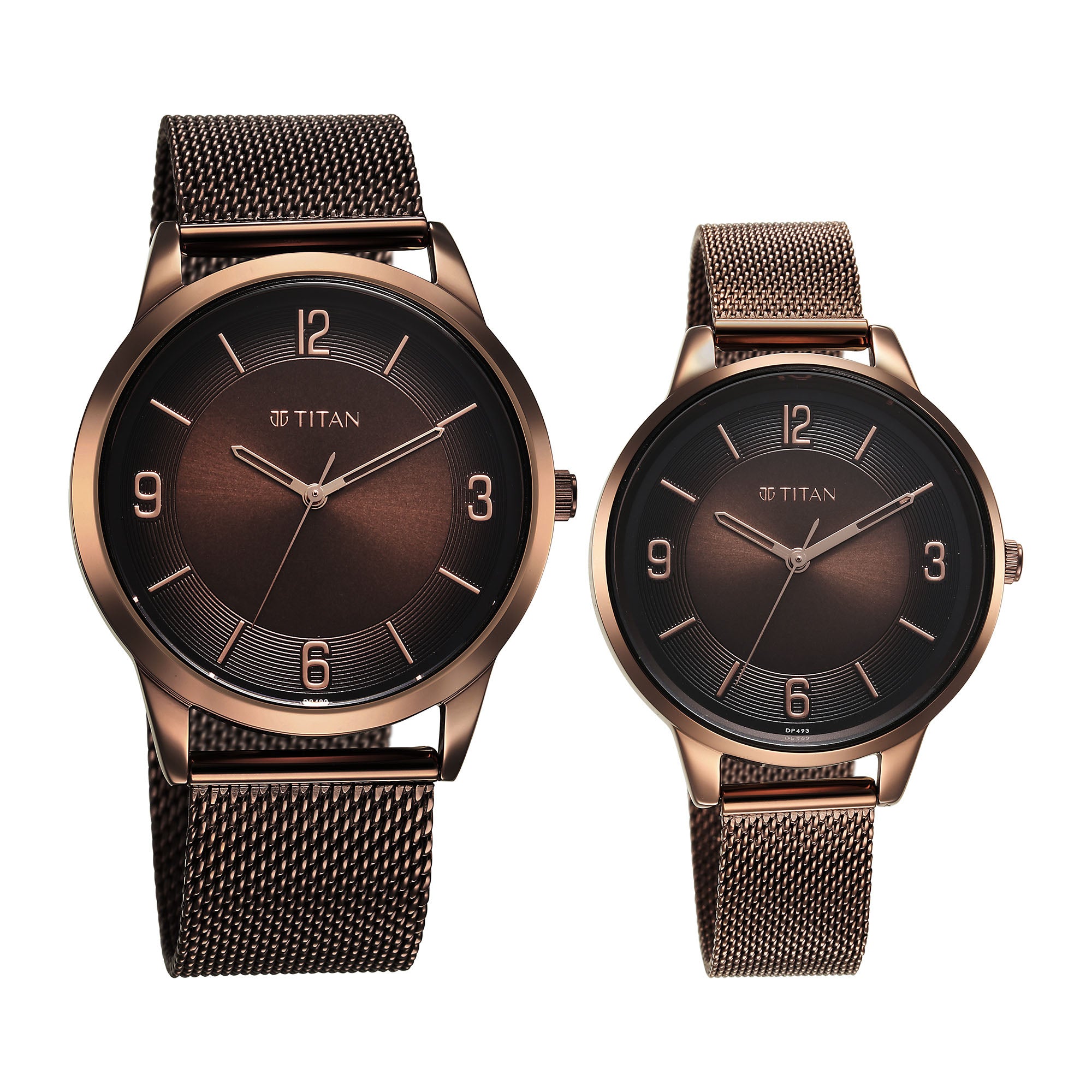 Titan Couple's Watch Analog Brown Dial With Brown Mesh Band, 1806QM01P