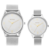 Titan, Unisex, Analog, Watch, White Dial, Stainless steel Strap, 1806SM01P
