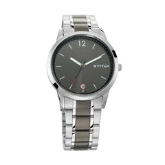 Titan Men's Watch Classique Collection Analog, Black Dial Black & Silver Stainless Strap, 1806KM01