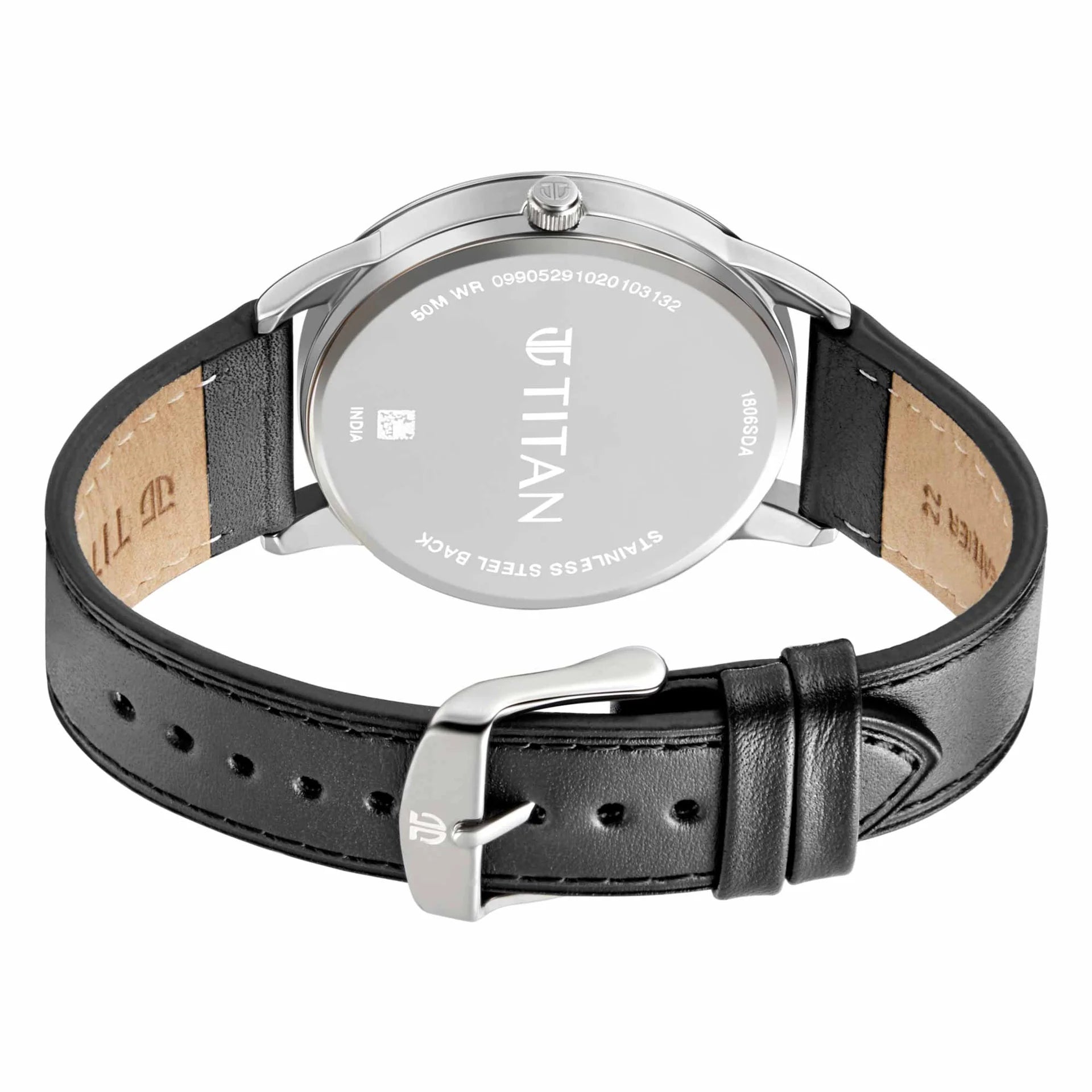 Titan Men's Watch Analog Green Dial With Leather Strap, 1806SL06