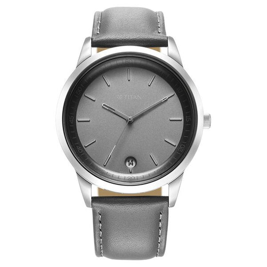 Titan, Men, Analog, Watch, Grey Dial, Leather Strap, 1806SL13