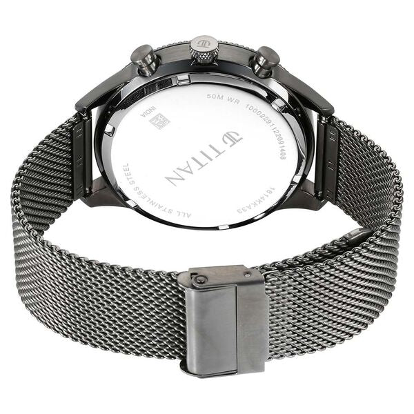 Titan Men's Watch Analog Anthracite With Grey Mesh Band, 1814KM01