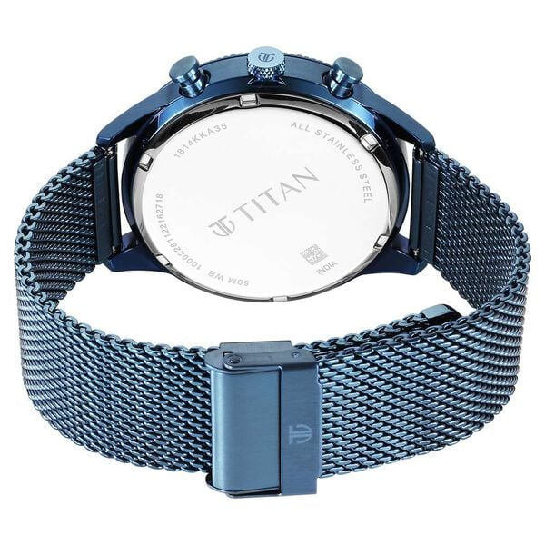 Titan Men's Watch Analog Blue Dial With Blue Mesh Band, 1814KM02