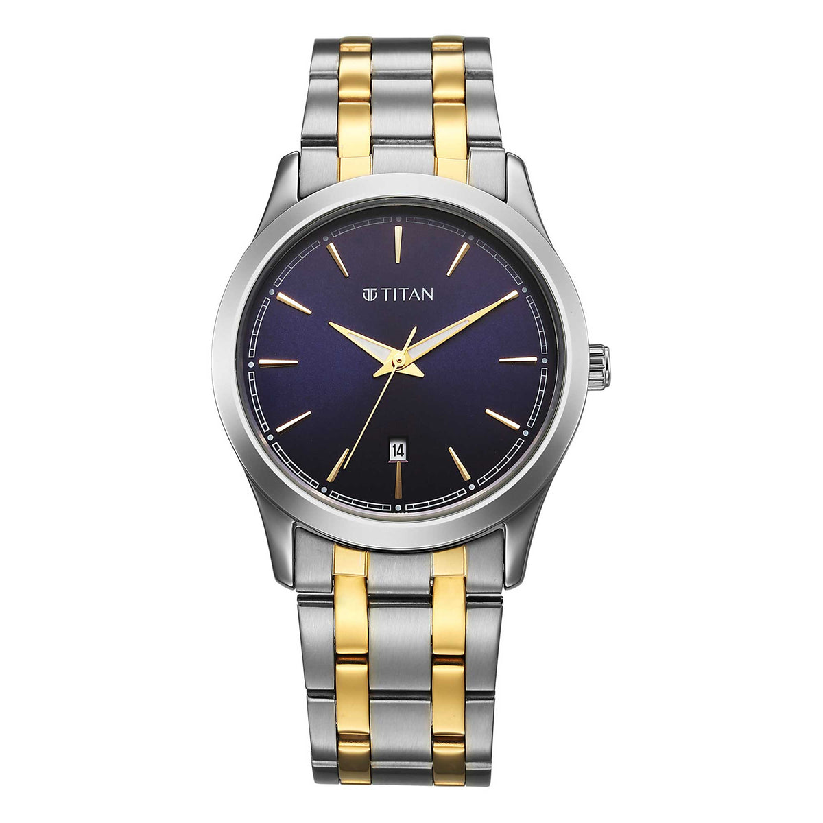 Titan Men's Watch Analog Blue Dial with Two-Toned Stainless Steel Band, 1823BM02