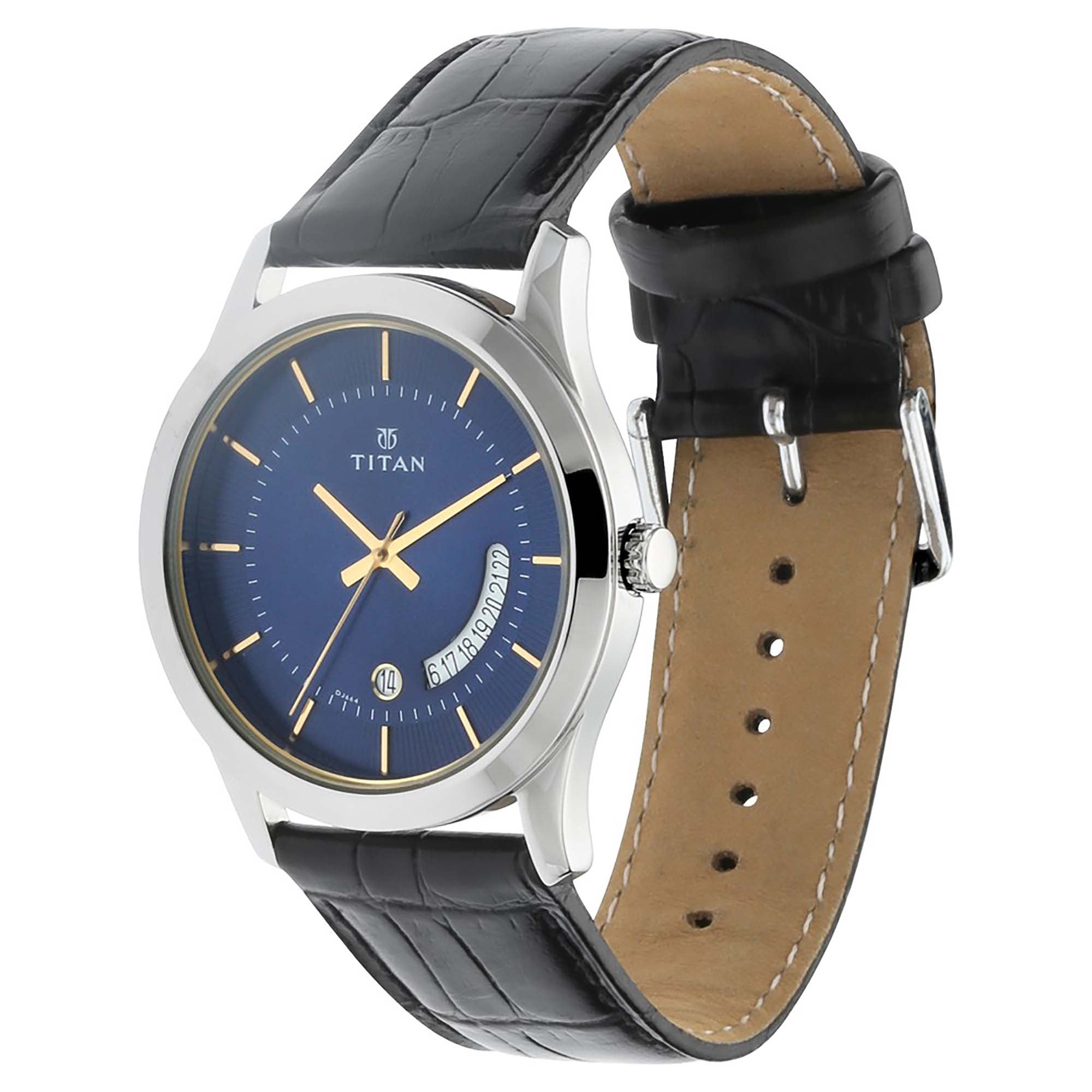 Titan Men's Watch Blue Dial Black Leather Strap Watch, 1823SL01 - view 2