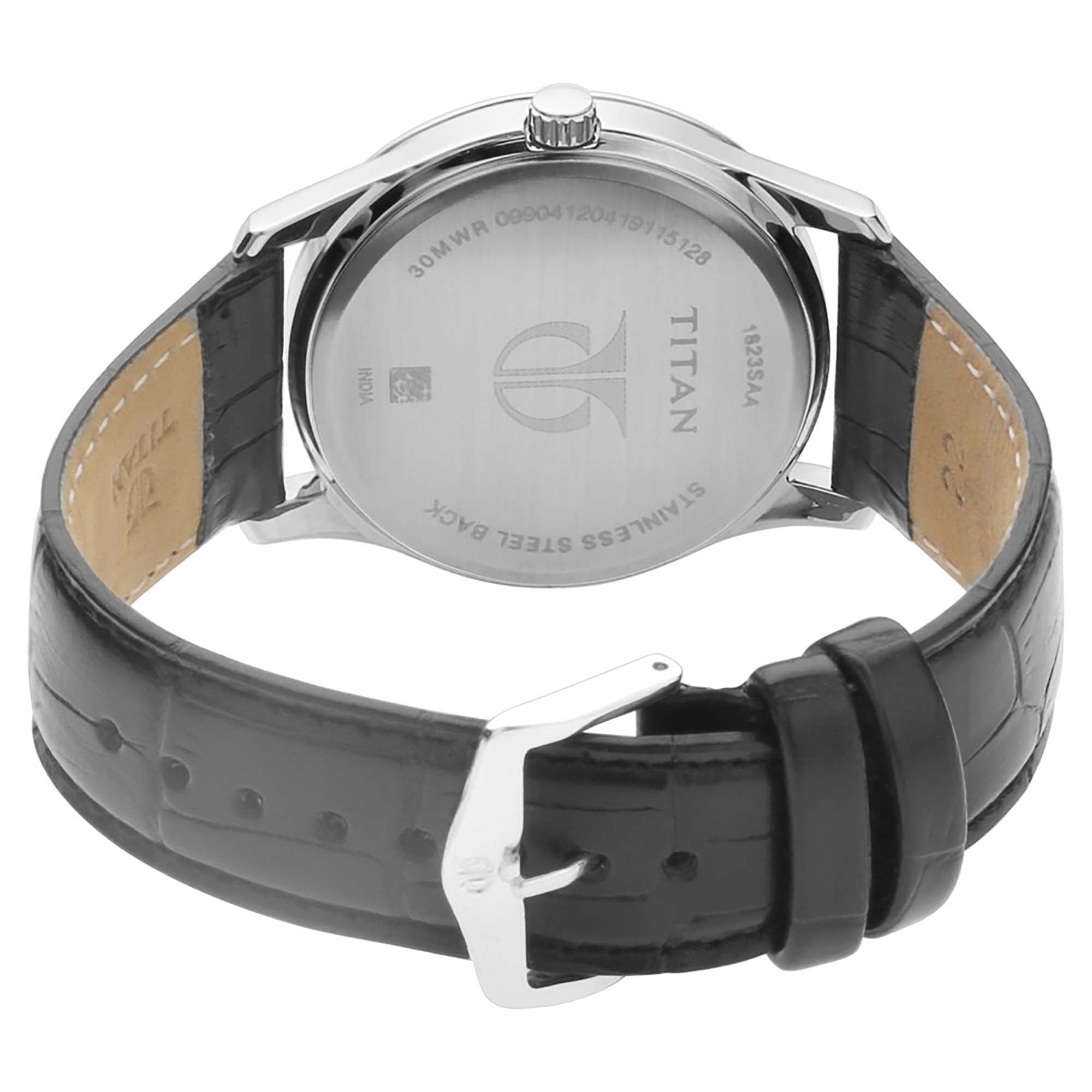 Titan Men's Watch Blue Dial Black Leather Strap Watch, 1823SL01 - view 4