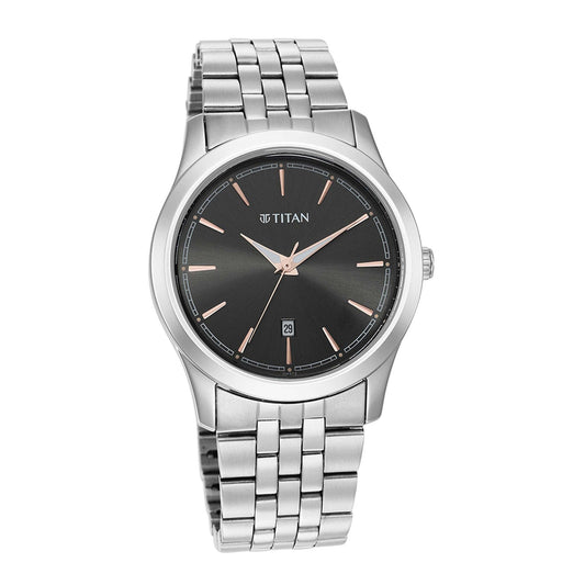 Titan, Men, Analog, Watch, Black Dial, Stainless steel Strap, 1823SM01
