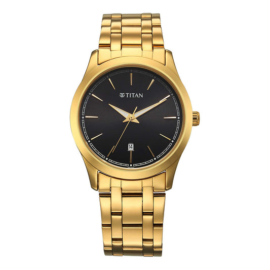 Titan, Men, Analog, Watch, Black Dial, Stainless steel Strap, 1823YM03