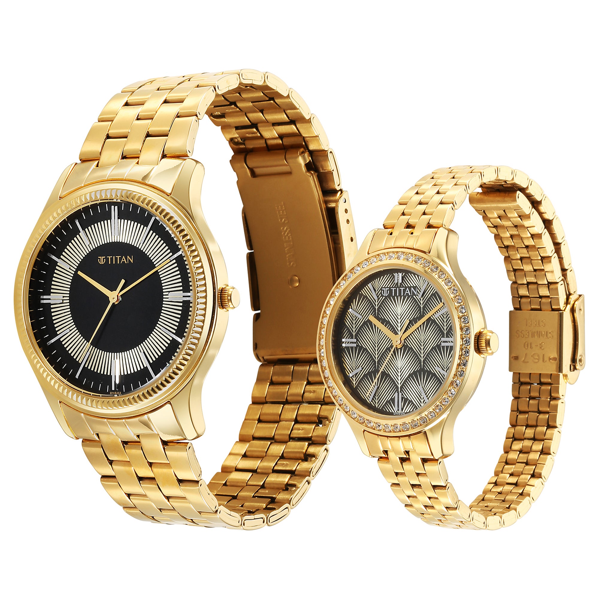 Titan, Unisex, Analog Watch, Black Dial, with Stainless Steel Band, TI-1824YM02P