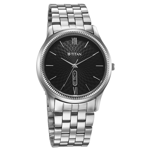 Titan, Men's, Analog Watch, Black Dial, with Stainless Steel Band, TI-1824SM01