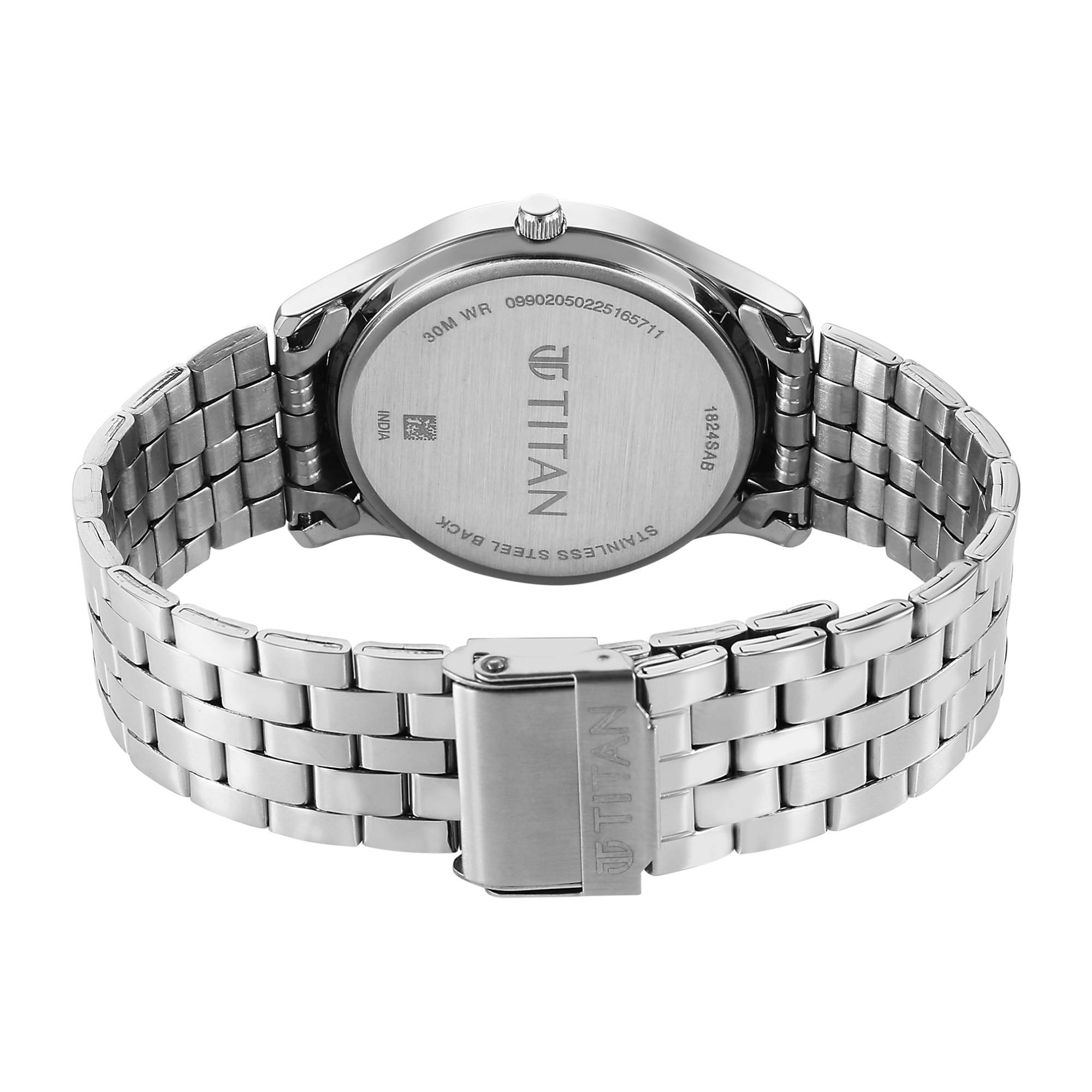 Titan Analog Men's Watch with Day and Date Display with Black Dial and Stainless Steel Strap,1824SM01