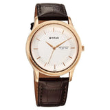 Titan Karishma Men's Watch Analog Silver Dial with Brown Leather Strap, 1824WL03