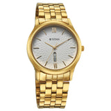 Titan Analog Men's Watch with Day And Date Display With White Dial and Gold Stainless Steel Strap,1824YM03