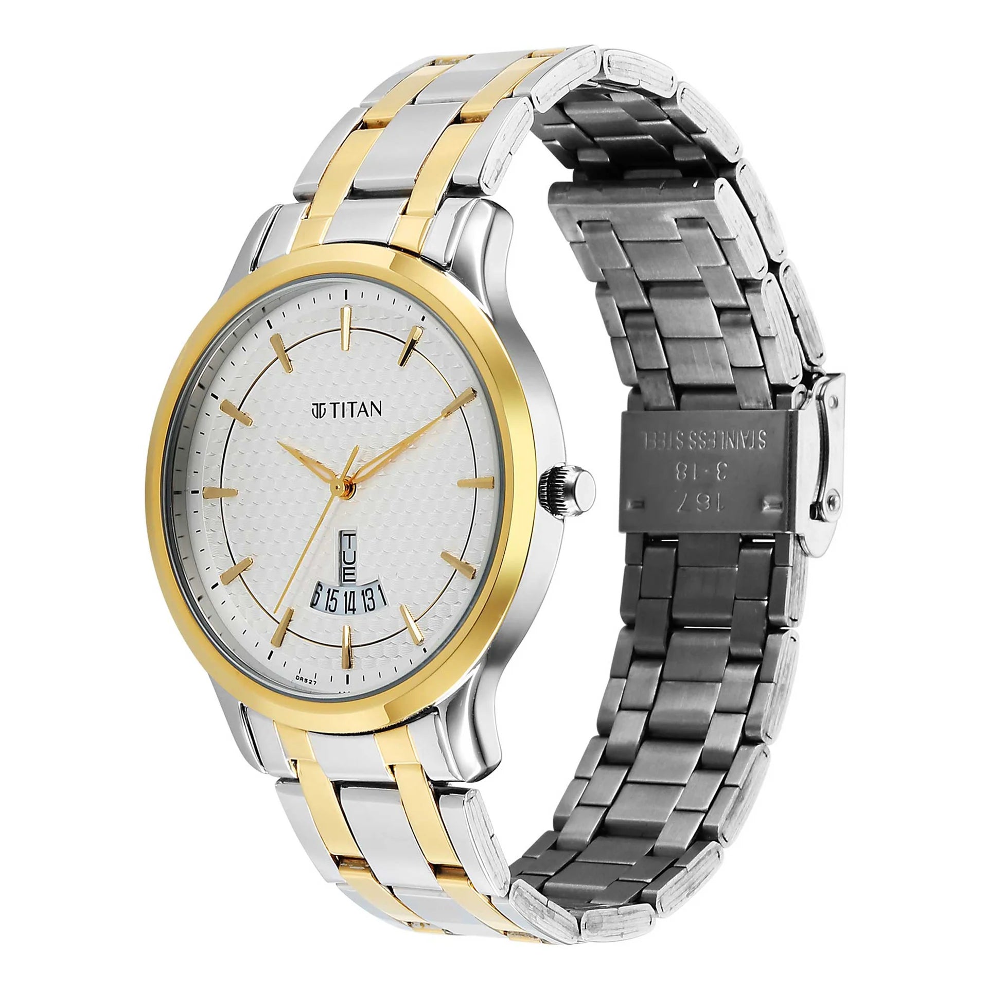 Titan Men's Watch Analog Brown Dial with Silver Stainless Steel Band, 1825BM02