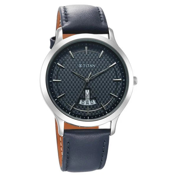 Titan Karishma Men's Watch Analog Blue Dial With Blue Leather Strap, 1825SL14