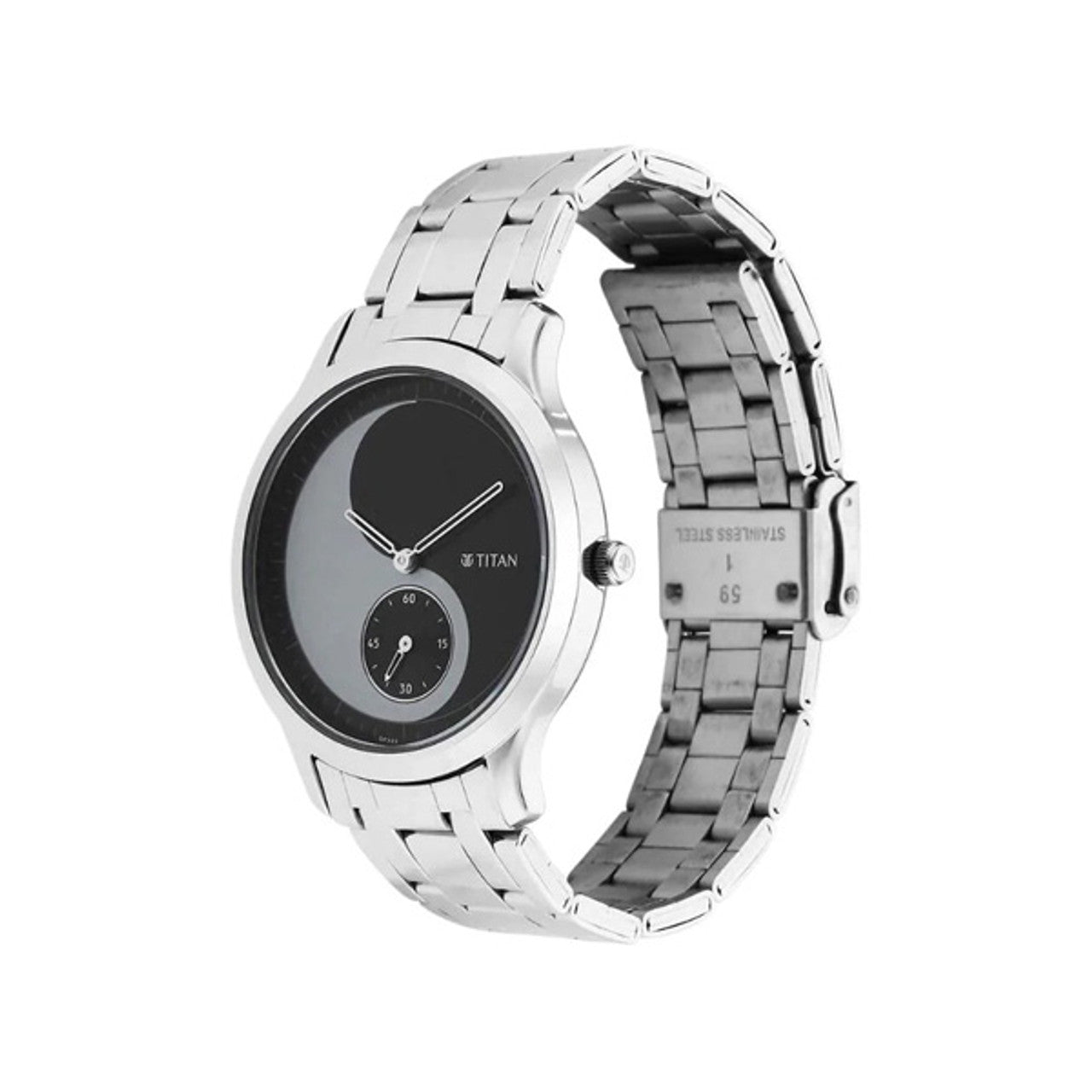 Titan Yin & Yang Men's Watch Analog Black Dial With Silver Stainless steel Band, 1825SM02