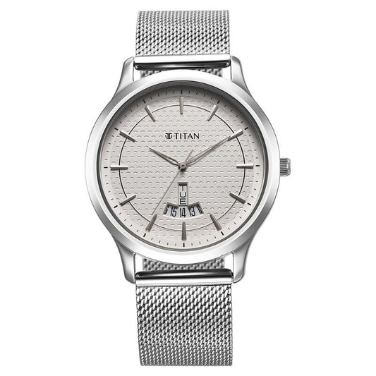 Titan, Men, Analog, Watch, Silver Dial, Stainless steel Strap, 1825SM10