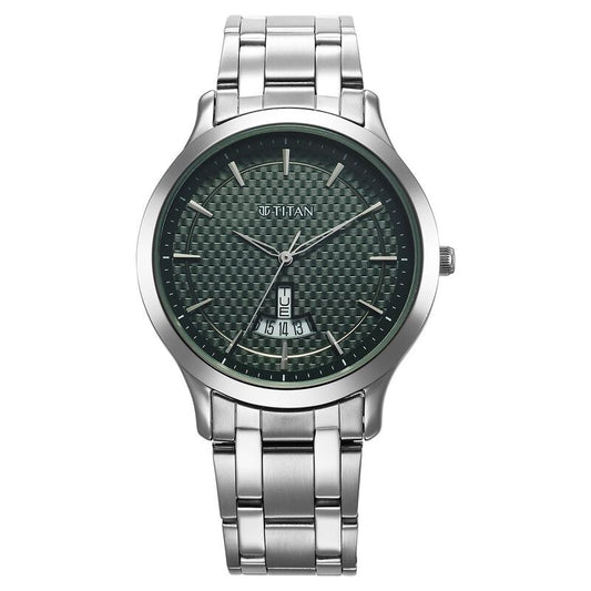 Titan, Men, Analog, Watch, Green Dial, Stainless steel Strap, 1825SM11