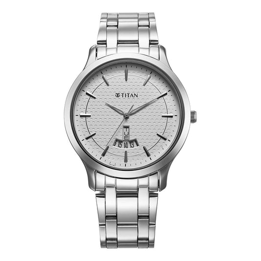 Titan, Men, Analog, Watch, Silver Dial, Stainless steel Strap, 1825SM12