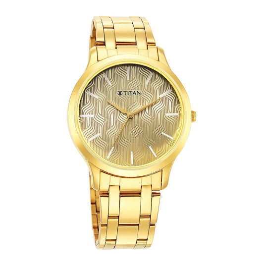 Titan, Men, Analog, Watch, Champagne Dial, Stainless steel Strap, 1825YM03