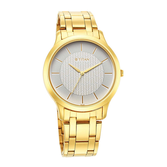 Titan, Men, Analog, Watch, White Dial, Stainless steel Strap, 1825YM06