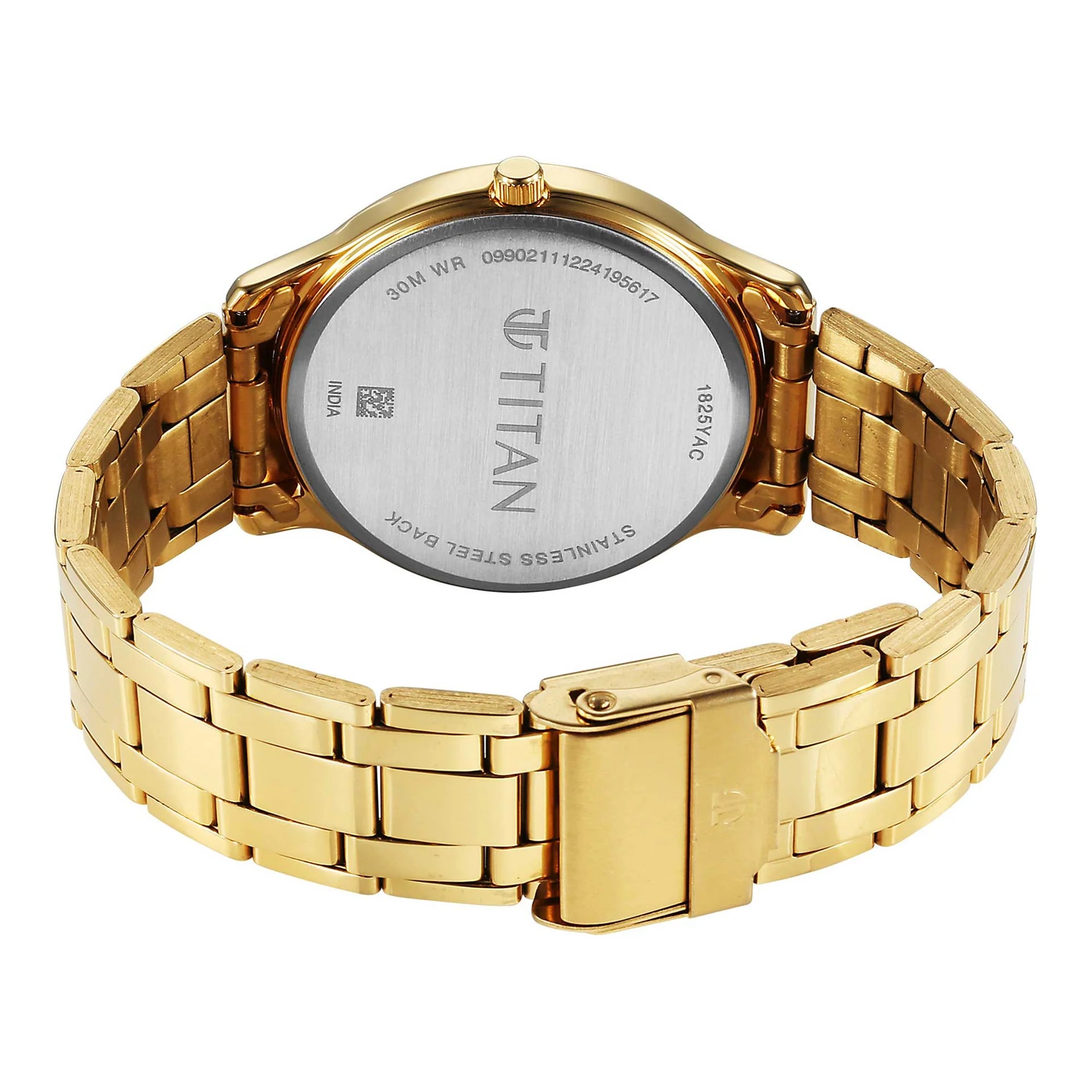 Titan Men's Watch Analog Black Dial with Gold Stainless Steel Band, 1825YM13
