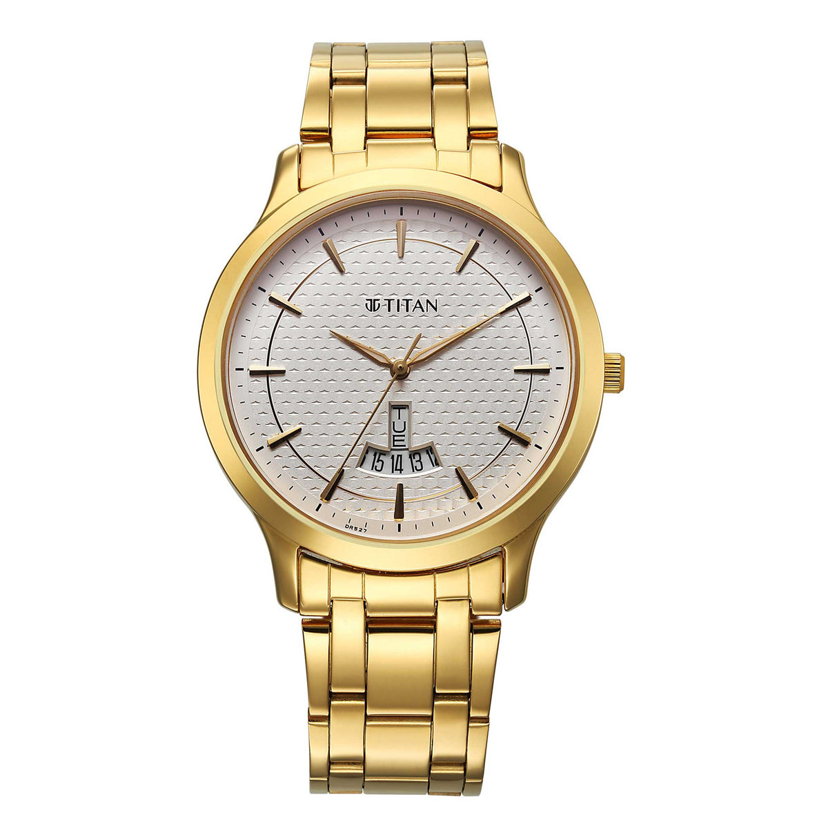 Titan Men's Watch Analog White Dial with Gold Stainless Steel Band, 1825YM14