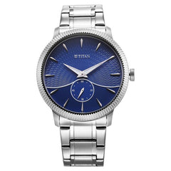 Titan Regalia Men's Watch Analog  Blue Dial with Silver Stainless Steel Band, 1828SM02