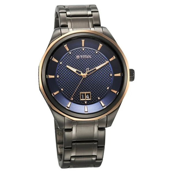 Titan Regalia Men's Watch Blue Dial with Grey Stainess Steel Band, 1829KM05