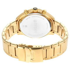 Titan Men's Watch Black Dial Gold Stainless Steel Strap Watch, 1829YM01