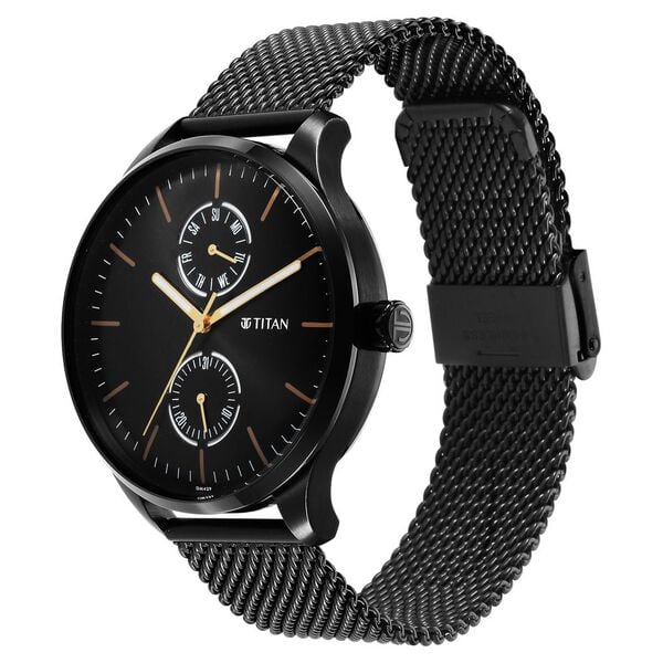 Titan Men's Watch Analog Black Dial With Black Stainless Steel Band, 1833NM01