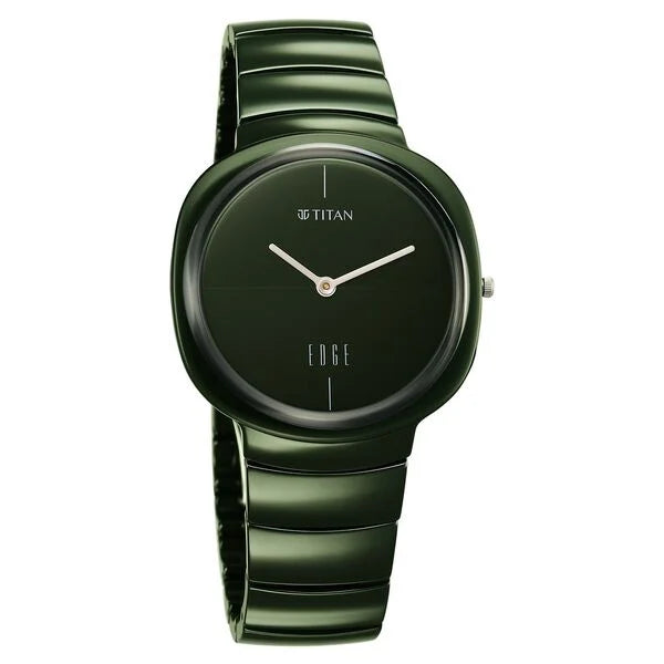 Titan Squircle Unisex Watch Analog Green Dial with Green Ceramic Band,1841QC05