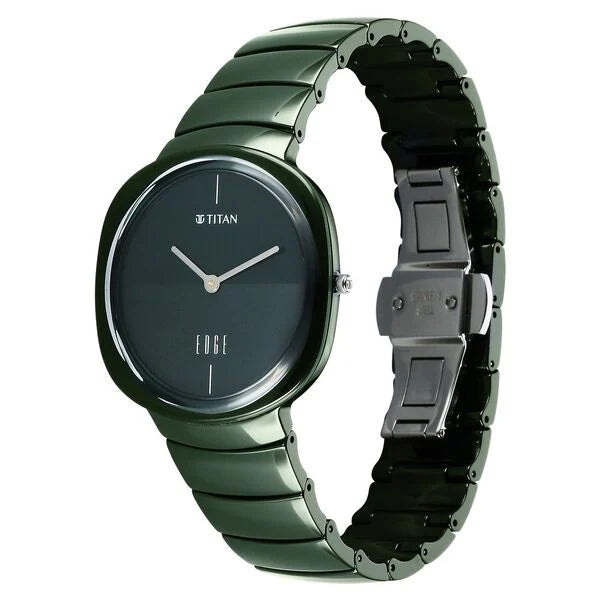 Titan Squircle Unisex Watch Analog Green Dial with Green Ceramic Band,1841QC05