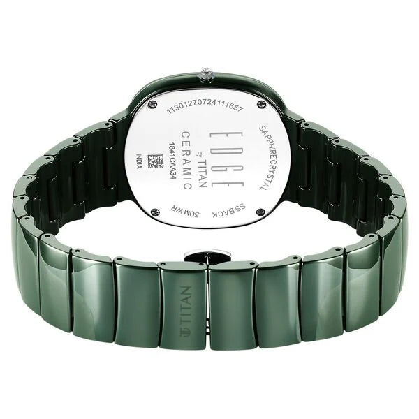 Titan Squircle Unisex Watch Analog Green Dial with Green Ceramic Band,1841QC05