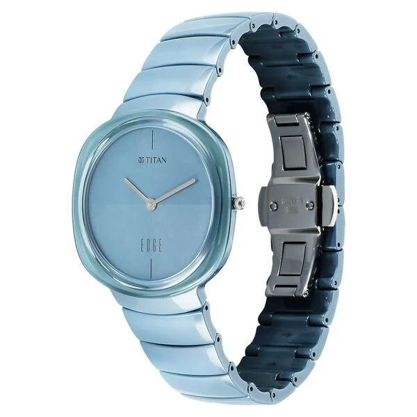 Titan Edge Ceramic Unisex Watch Analog Blue Dial  with Blue Ceramic Band, 1841QC07