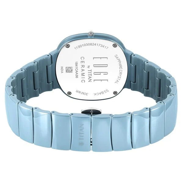 Titan Edge Ceramic Unisex Watch Analog Blue Dial  with Blue Ceramic Band, 1841QC07