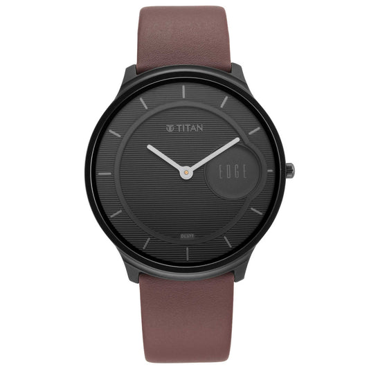 Titan, Men, Analog, Watch, Black Dial, Leather Strap, 1843NL01