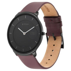 Titan Edge Baseline Analog Men's, Black Dial Leather Strap, 1843NL01