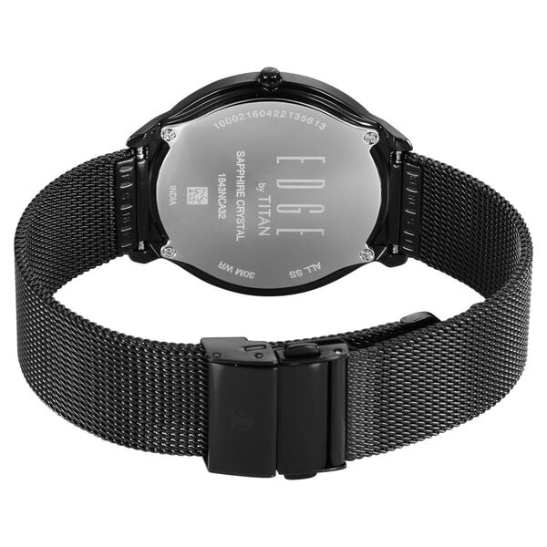 Titan Edge Baseline Men's Watch Analog Black Dial with Black Stainless Steel Band, 1843NM02